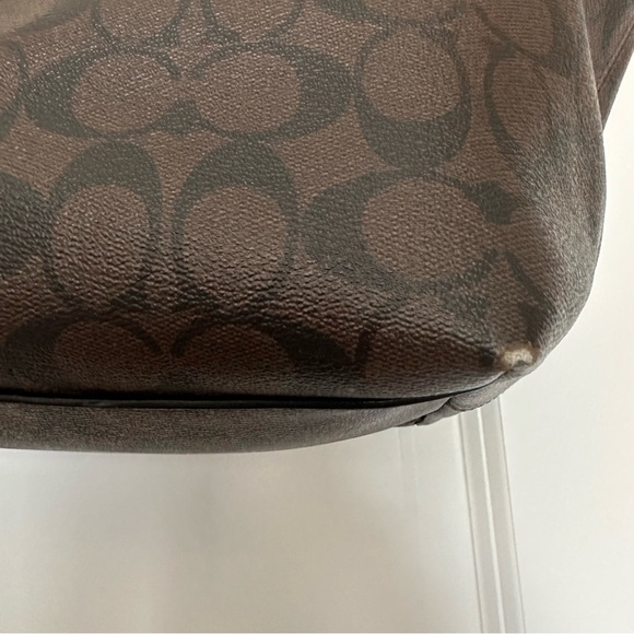 COACH WOMEN’S SIGNATURE STREET ZIP TOTE BLACK/ BROWN - Picture 10 of 15